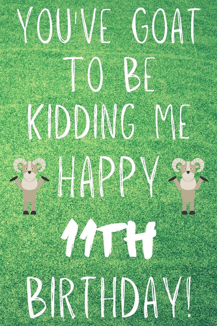 You've Goat To Be Kidding Me Happy 11th Birthday: Funny 11th Birthday Gift Goat Pun Journal / Notebook / Diary (6 x 9 - 110 Blank Lined Pages)