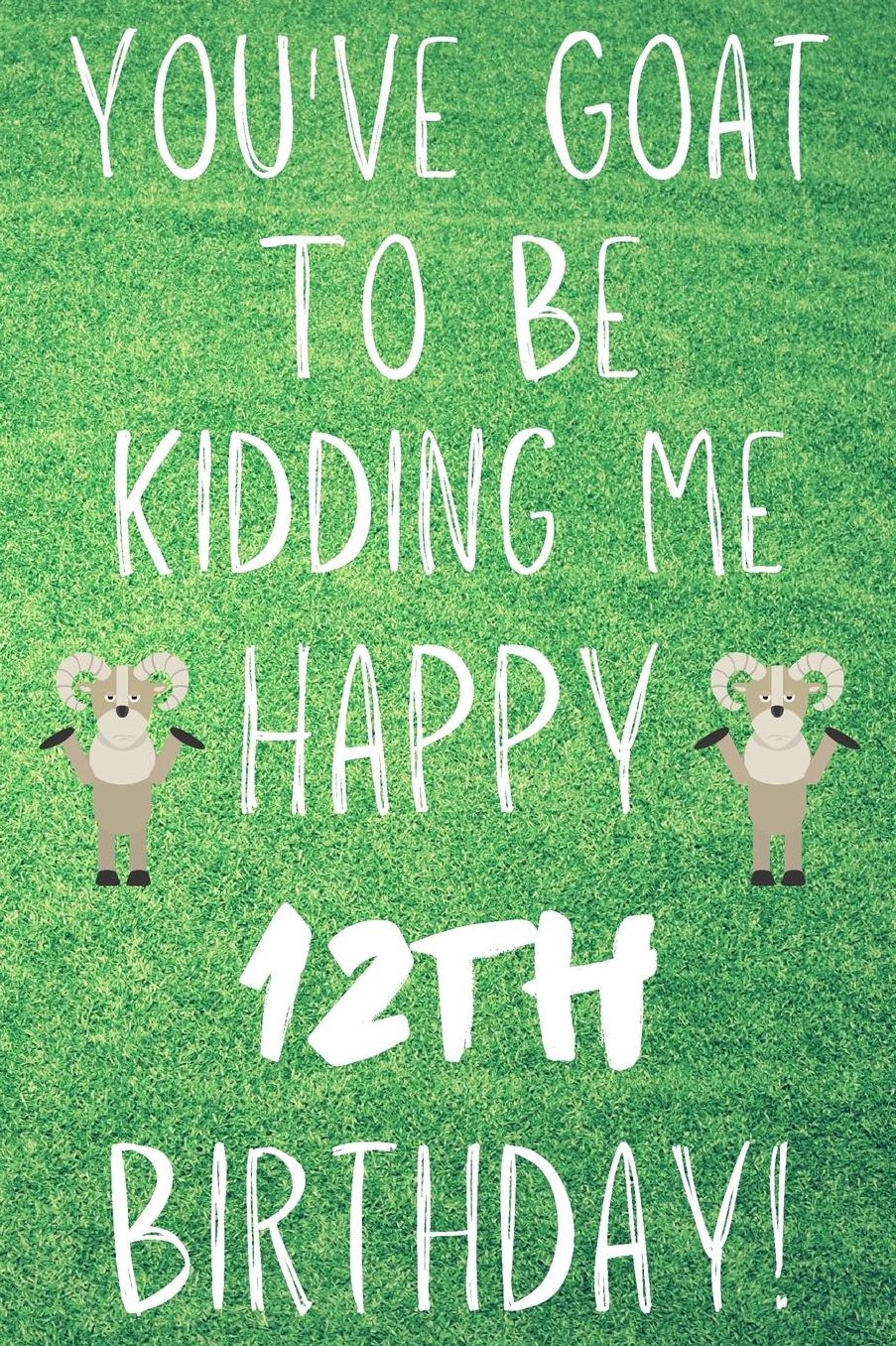 You've Goat To Be Kidding Me Happy 12th Birthday: Funny 12th Birthday Gift Goat Pun Journal / Notebook / Diary (6 x 9 - 110 Blank Lined Pages)