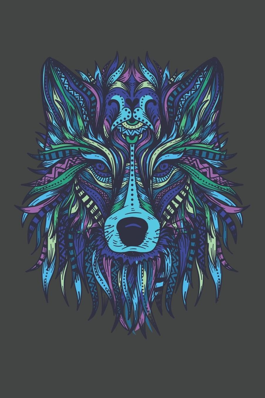 Wolf Head Mandala: Graph Paper Notebook, 6x9 Inch, 120 pages