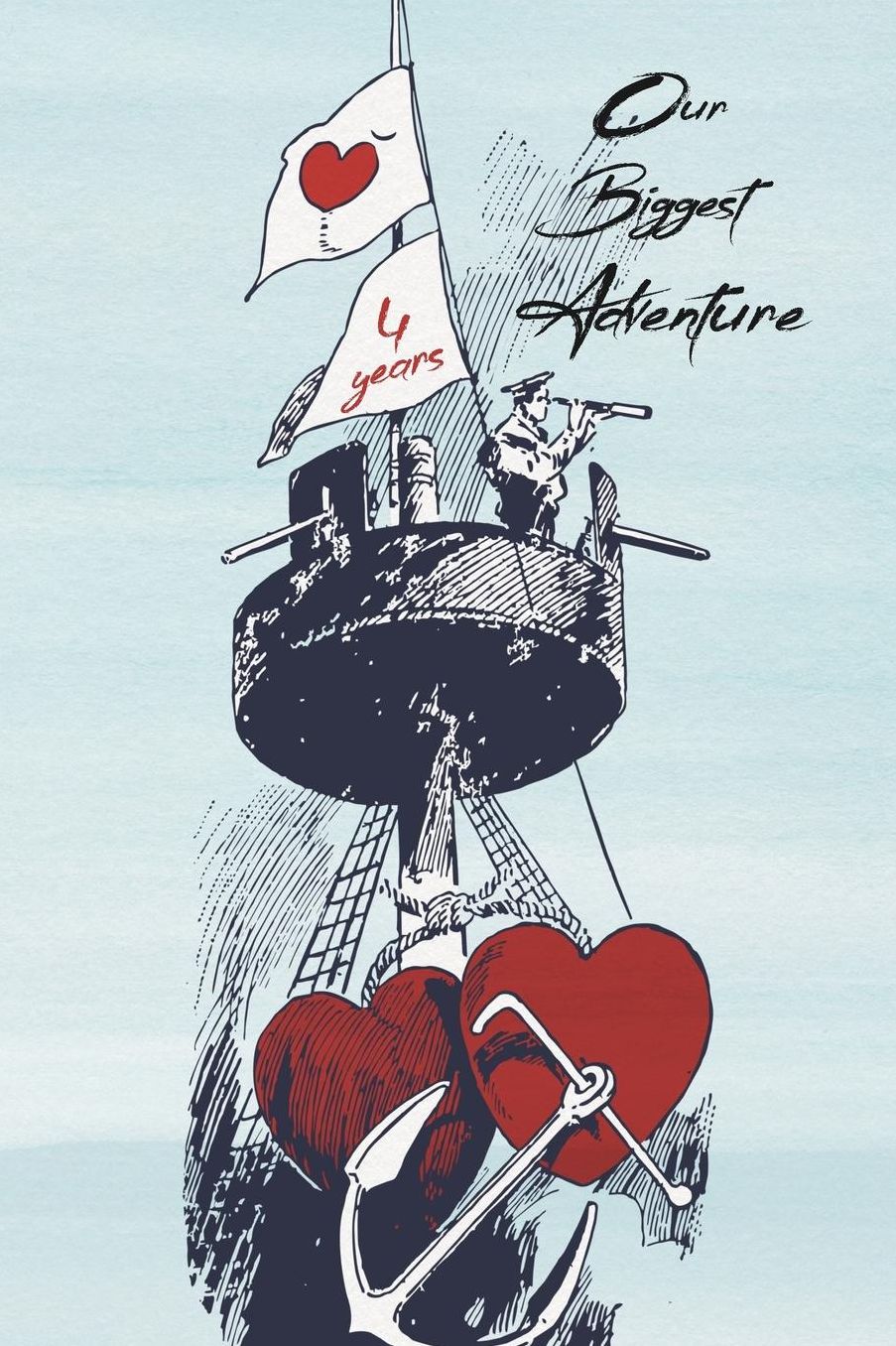 4th Anniversary Journal: Lined Journal / Notebook - 4th Anniversary Gifts for Him And Her - Romantic Nautical Theme 4 Year Wedding Anniversary Celebration Gift - Fun and Practical Alternative to a Card - for Men And Women