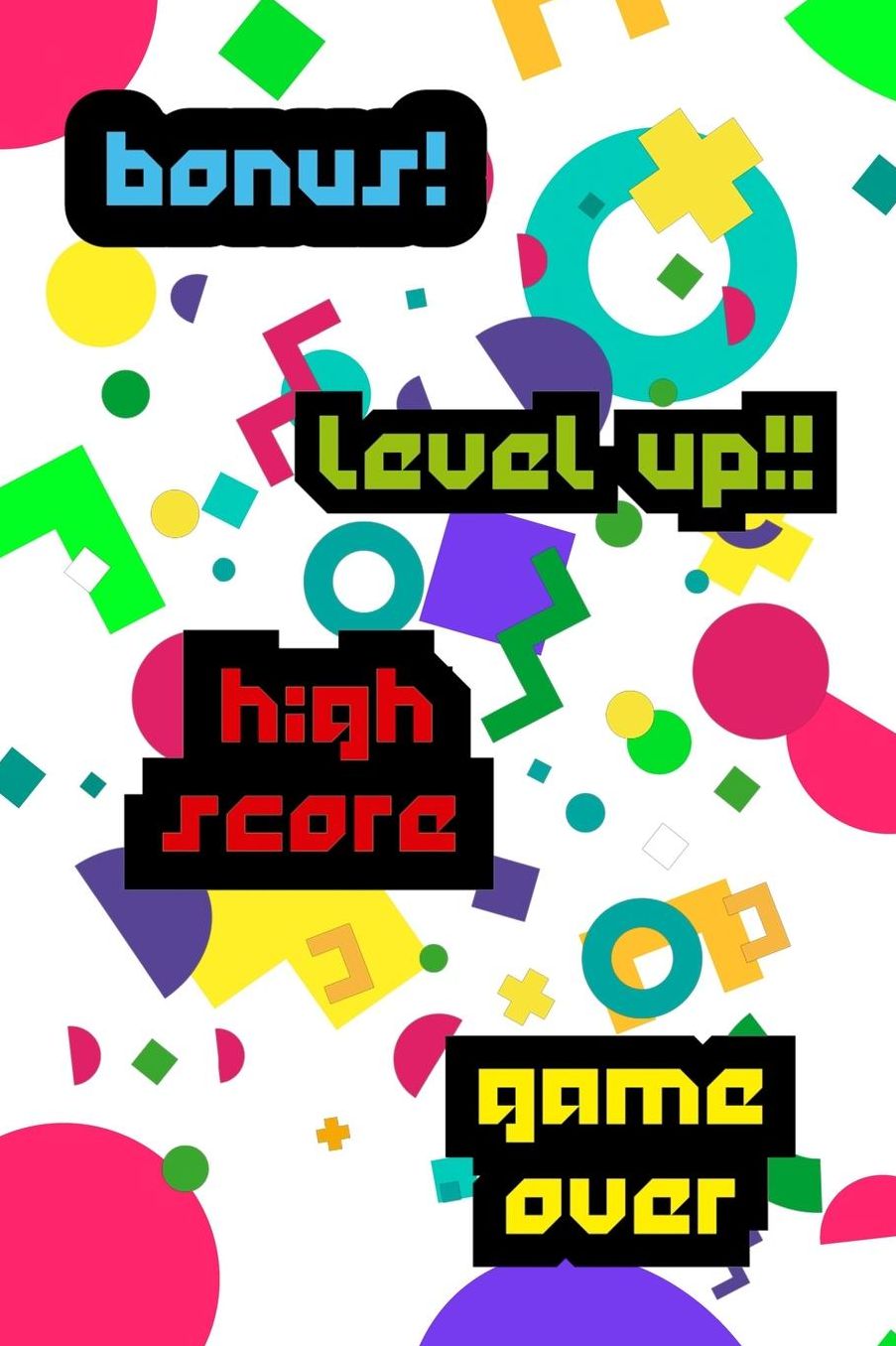 Bonus! Level Up!! High Score Game Over: Blank Lined Notebook (80's ) Rad