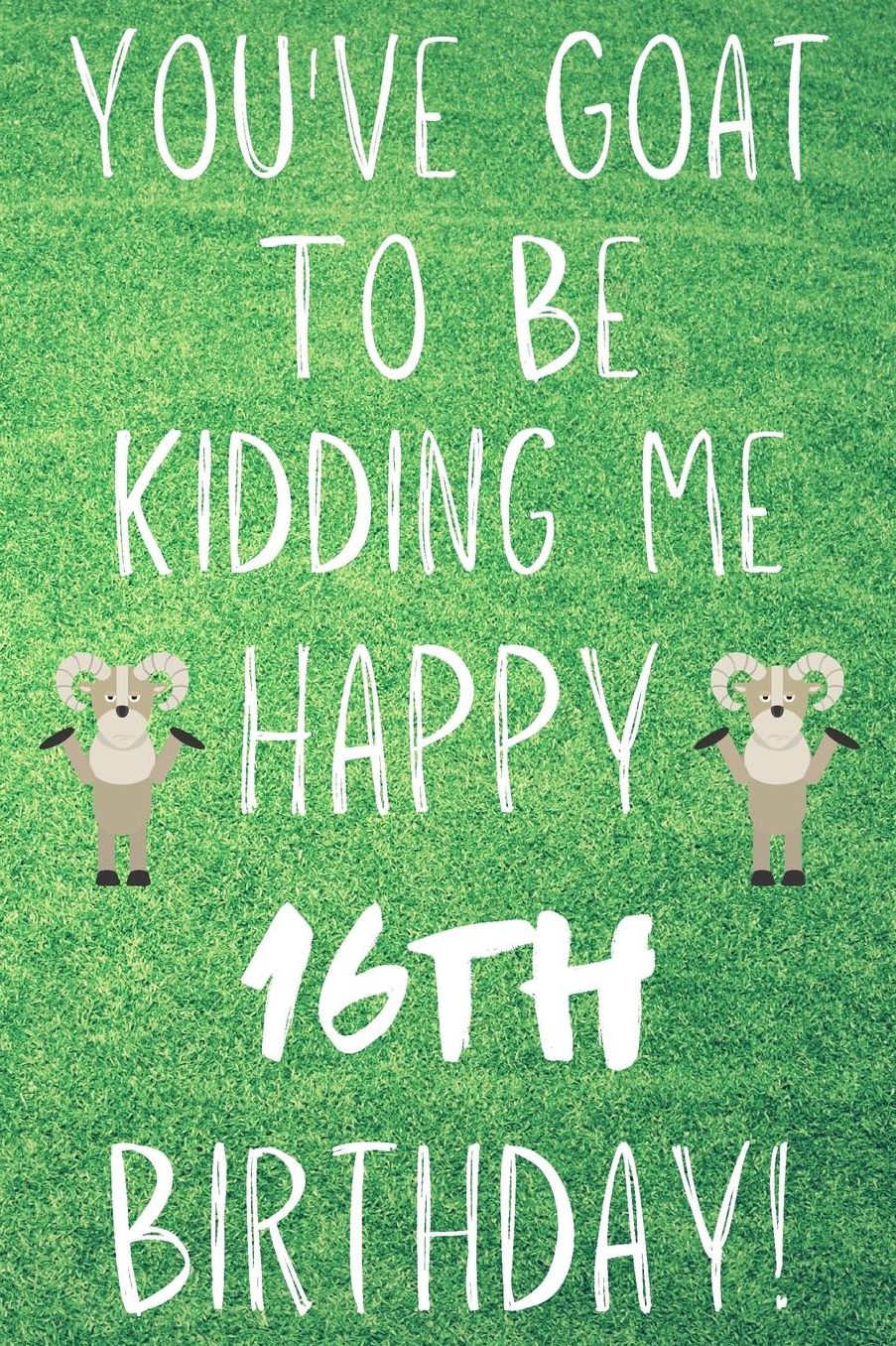 You've Goat To Be Kidding Me Happy 16th Birthday: Funny 16th Birthday Gift Goat Pun Journal / Notebook / Diary (6 x 9 - 110 Blank Lined Pages)