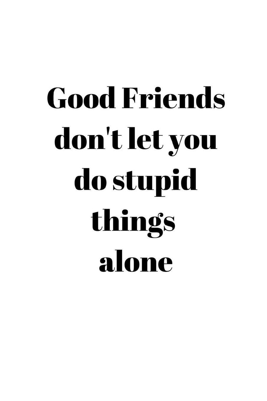 Good Friends don't let you do stupid things alone: Friendship Quote Notebook/Journal/Diary (6 x 9) 120 Lined pages