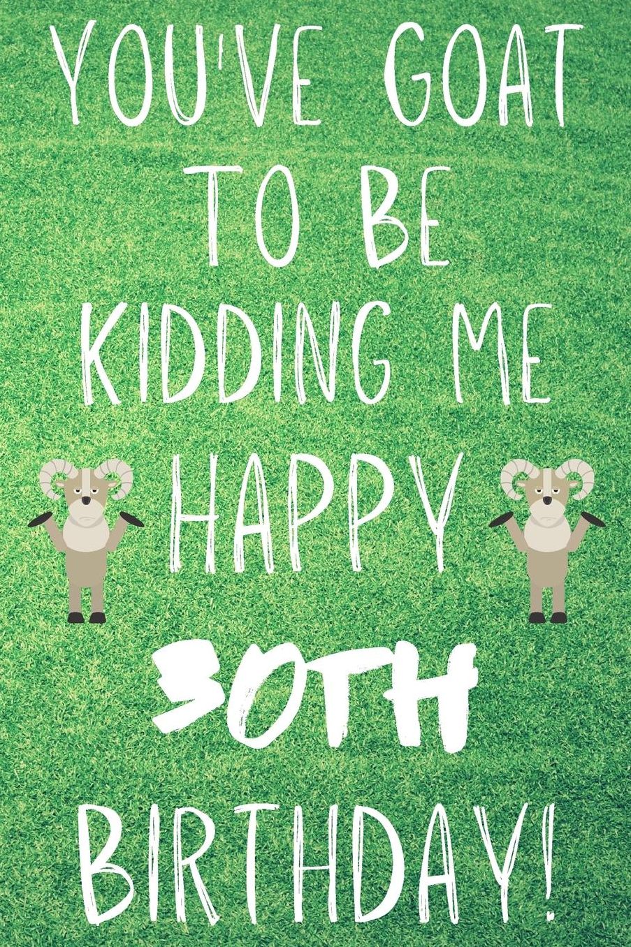 You've Goat To Be Kidding Me Happy 30th Birthday: Funny 30th Birthday Gift Goat Pun Journal / Notebook / Diary (6 x 9 - 110 Blank Lined Pages)