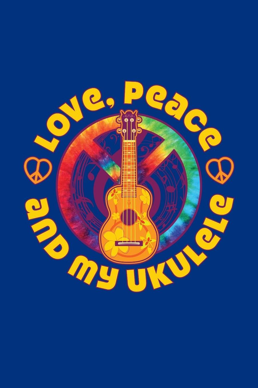 Love Peace and My Ukulele: Hippie Journal, Hippies Peace Love Art Notebook Note-Taking Planner Book, Gypsy Soul Disco 70s 80s Lovers Birthday Present, Hippy Gifts for Hippie Party Festival