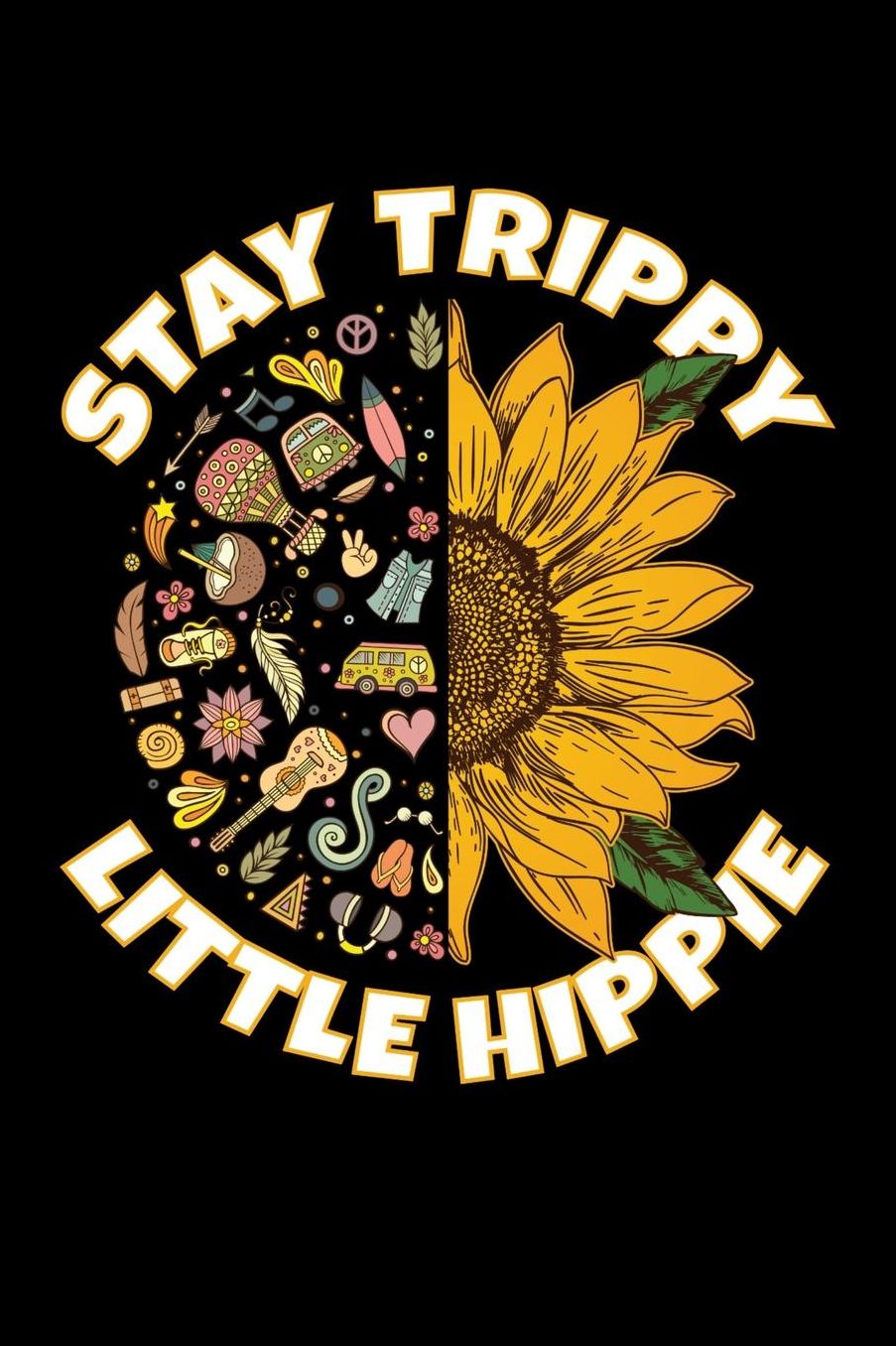 Stay Trippy Little Hippie: Hippie Journal, Hippies Peace Love Art Notebook Note-Taking Planner Book, Gypsy Soul Disco 70s 80s Lovers Birthday Present, Hippy Gifts for Hippie Party Festival