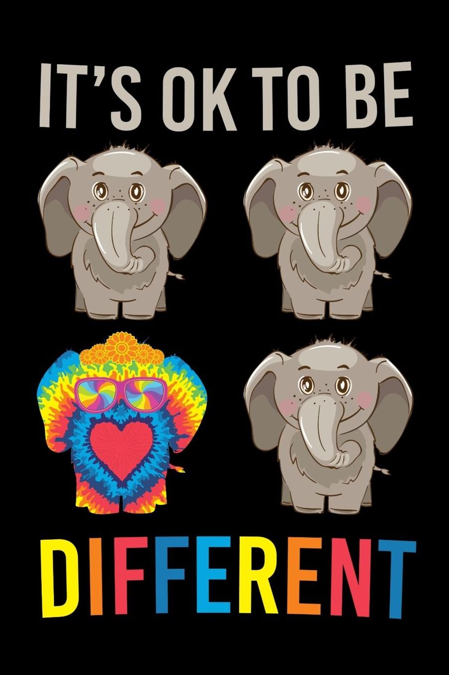 It's Ok to Be Different: Hippie Journal, Hippies Peace Love Art Notebook Note-Taking Planner Book, Gypsy Soul Disco 70s 80s Lovers Birthday Present, Hippy Gifts for Hippie Party Festival