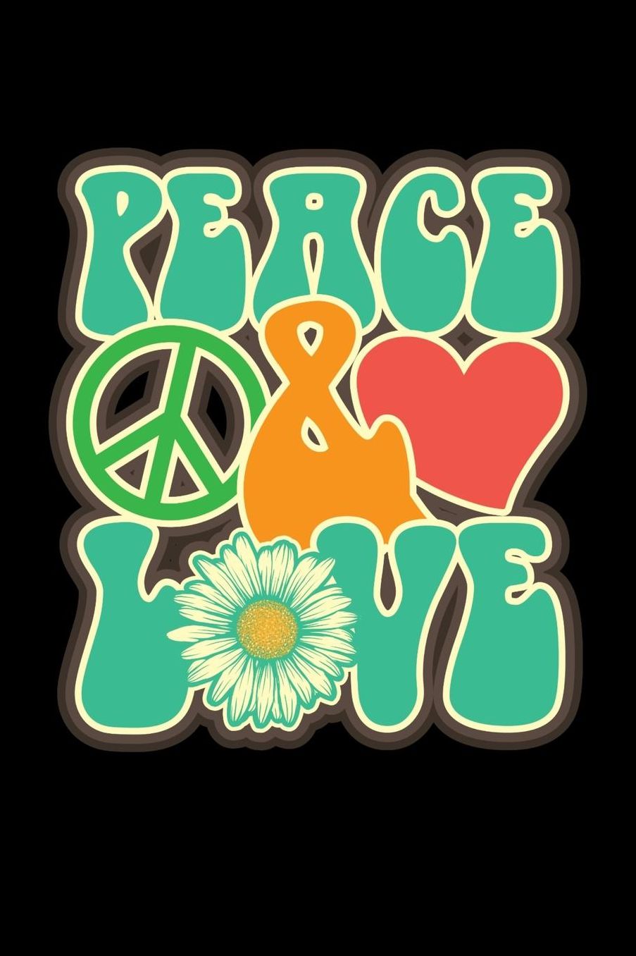 Peace And Love: Hippie Journal, Hippies Peace Love Art Notebook Note-Taking Planner Book, Gypsy Soul Disco 70s 80s Lovers Birthday Present, Hippy Gifts for Hippie Party Festival
