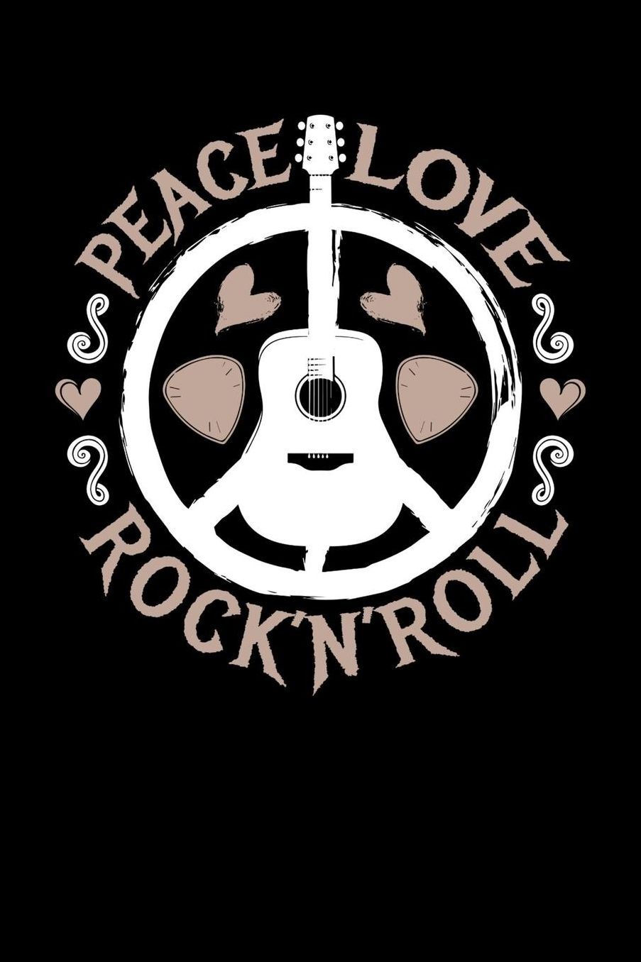 Peace Love Rock N Roll: Hippie Journal, Hippies Peace Love Art Notebook Note-Taking Planner Book, Gypsy Soul Disco 70s 80s Lovers Birthday Present, Hippy Gifts for Hippie Party Festival