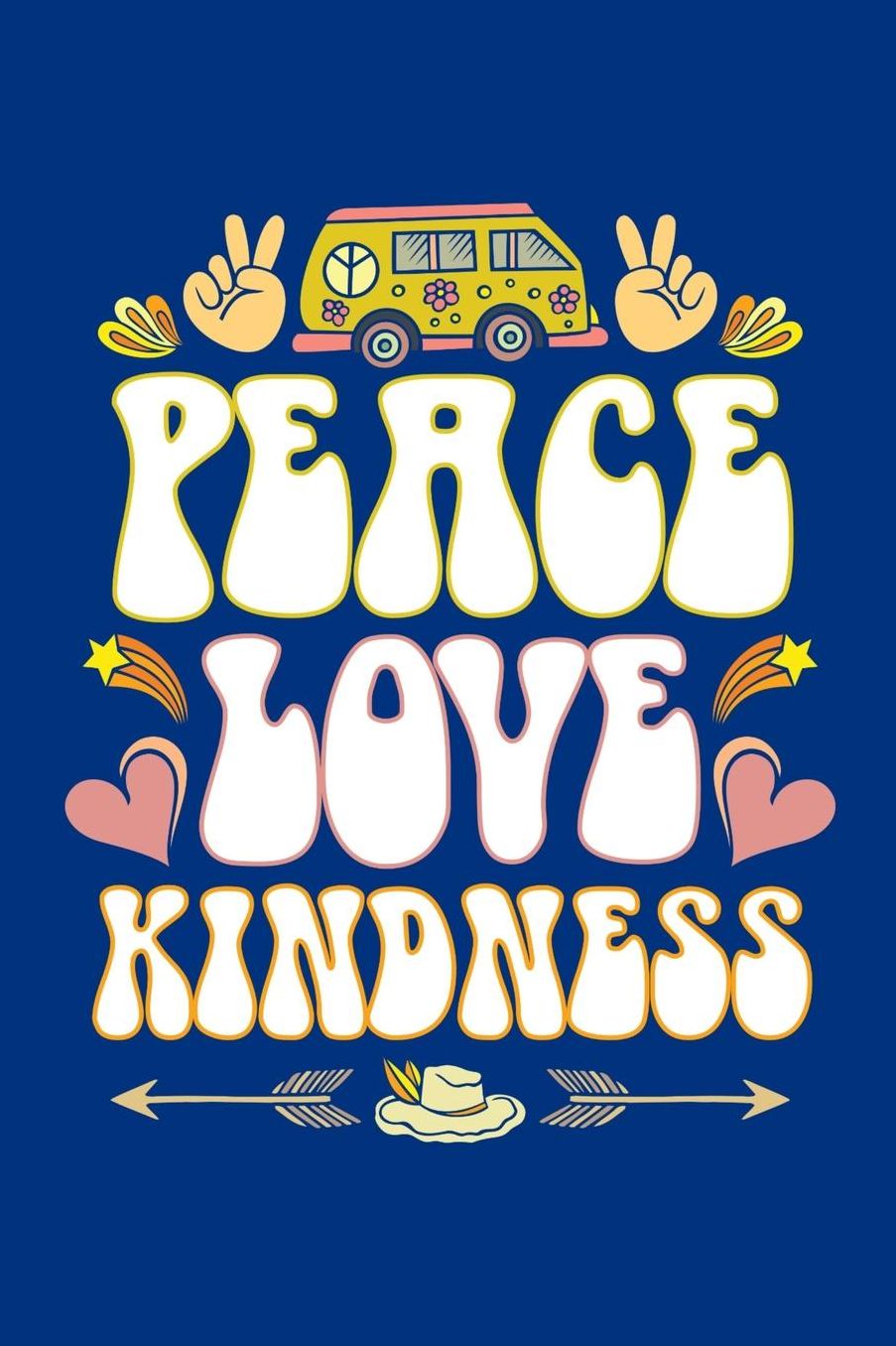 Peace Love Kindness: Hippie Journal, Hippies Peace Love Art Notebook Note-Taking Planner Book, Gypsy Soul Disco 70s 80s Lovers Birthday Present, Hippy Gifts for Hippie Party Festival