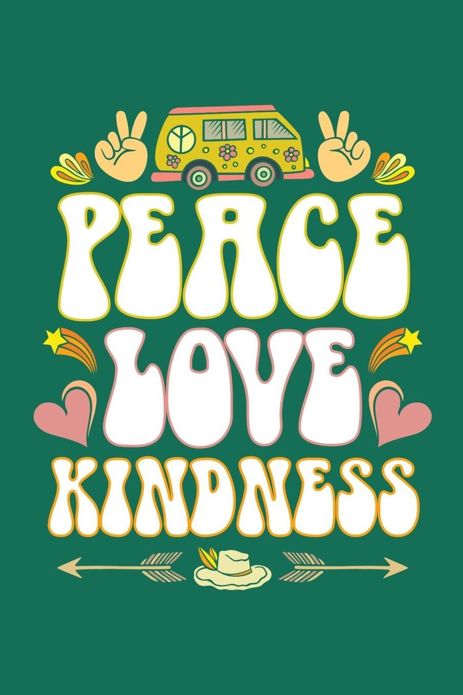 Peace Love Kindness: Hippie Journal, Hippies Peace Love Art Notebook Note-Taking Planner Book, Gypsy Soul Disco 70s 80s Lovers Birthday Present, Hippy Gifts for Hippie Party Festival