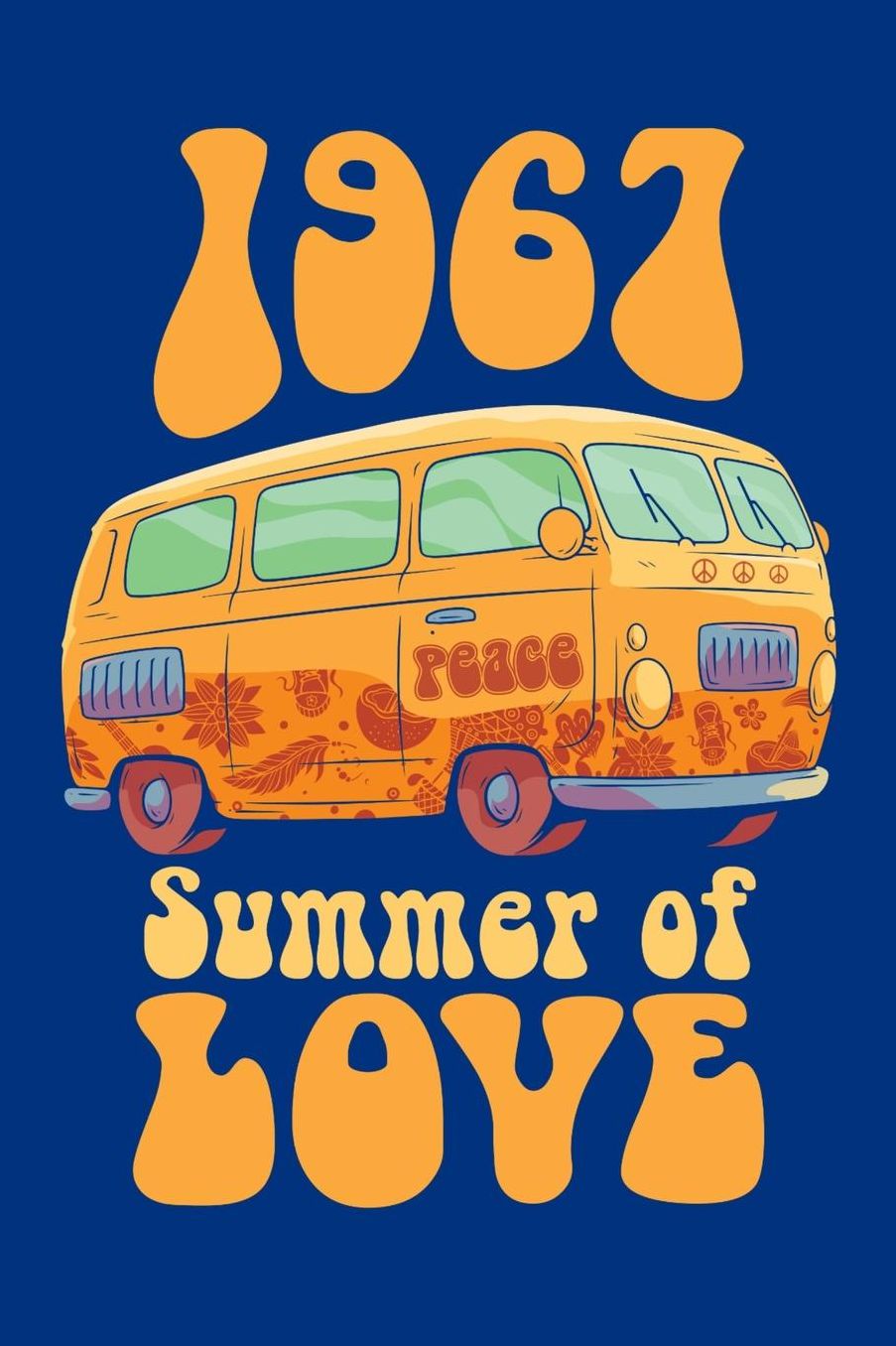 1967 Summer of Love: Hippie Journal, Hippies Peace Love Art Notebook Note-Taking Planner Book, Gypsy Soul Disco 70s 80s Lovers Birthday Present, Hippy Gifts for Hippie Party Festival
