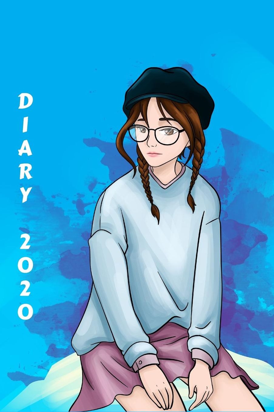 Diary 2020: Anime Monthly Week to View Planner Anime Girl Teenager With Glasses