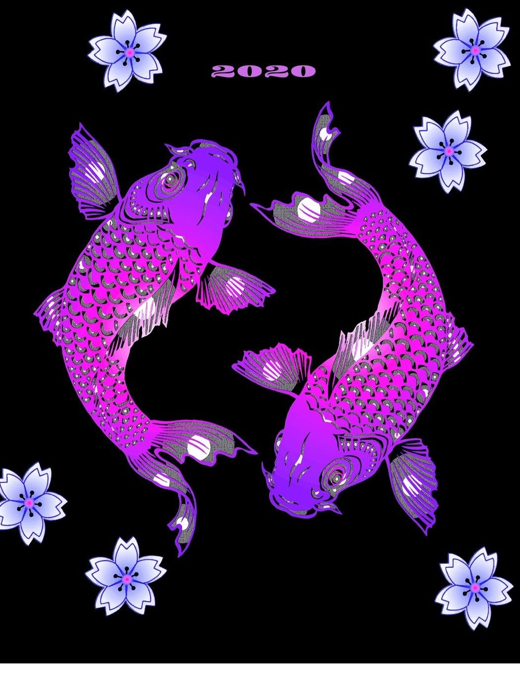 2020: Planner - 1 Day per Page - September 2019 to July 2020- Agenda, Calendar, Schedule Organizer and Journal Notebook - Lucky Fish