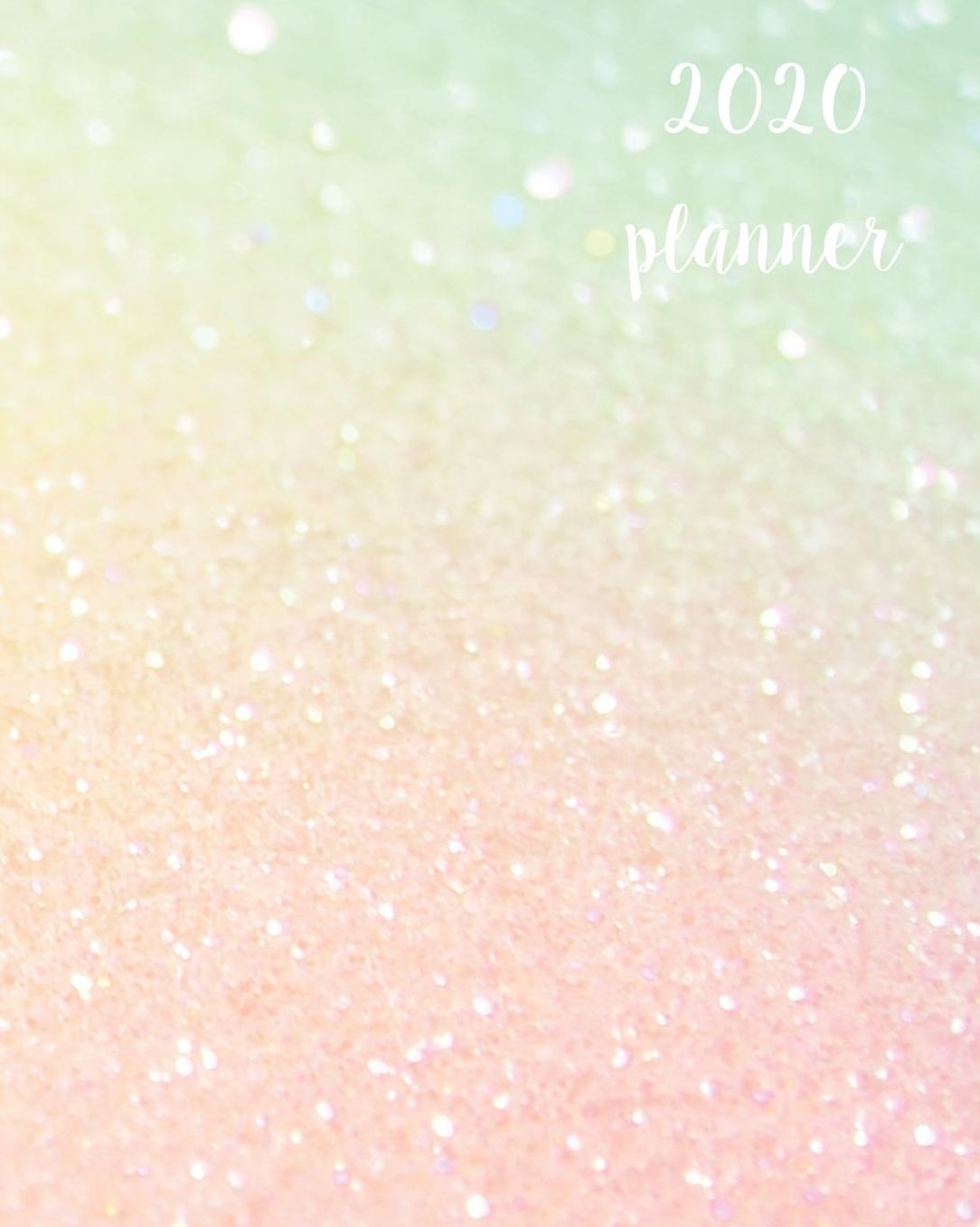 2020 Planner: Weekly Basic Large Planner: 52 Week Agenda: Extra Dot Grid Pages: Paperback Cover: Peach & Green Glitter-Inspired