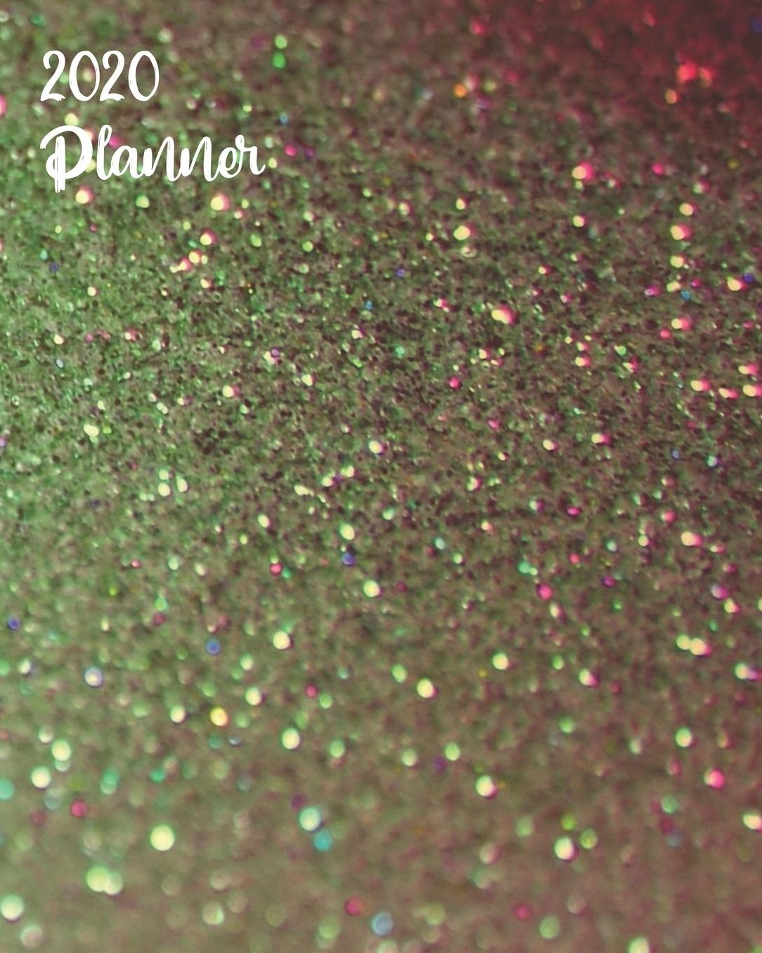 2020 Planner: Weekly Basic Large Planner: 52 Week Agenda: Extra Dot Grid Pages: Paperback Cover: Ombre Red & Green Glitter-Inspired
