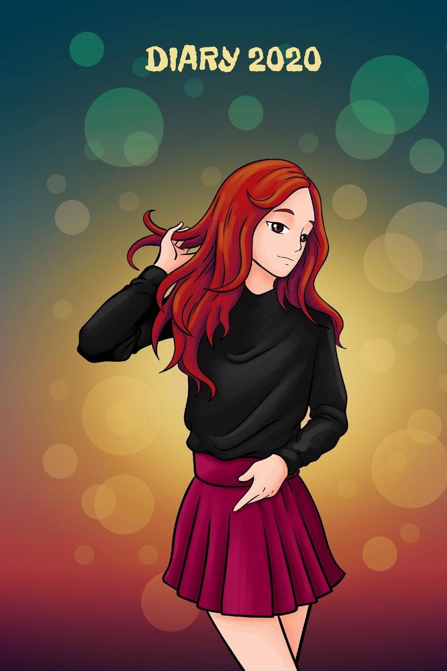 Diary 2020: Anime Monthly Week to View Planner Anime Art Redhead Girl Teenager