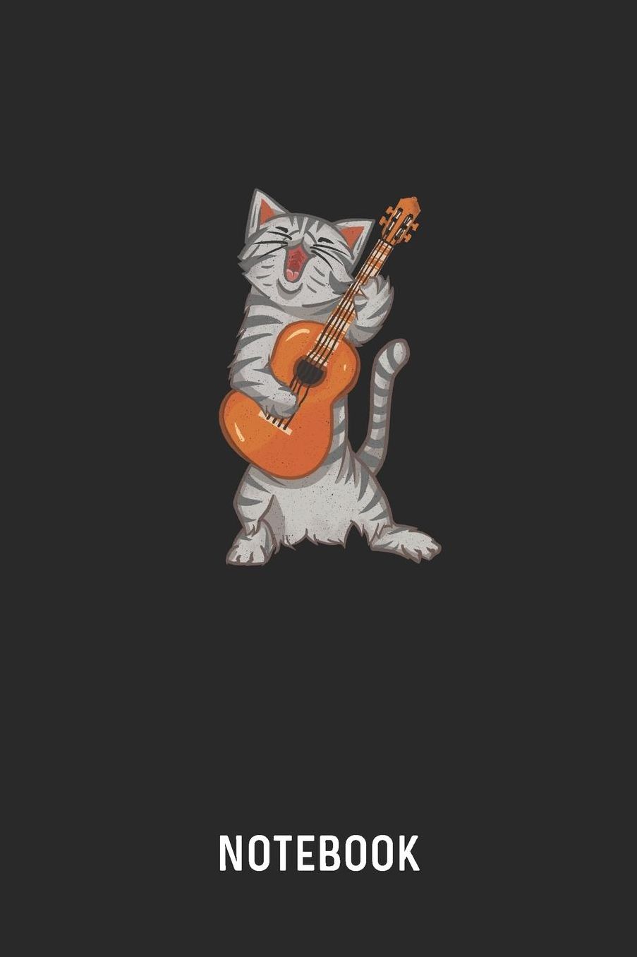 Notebook: Blank & Lined Cat Playing Ukulele Journal (6 x 9) For Every Guitar Player