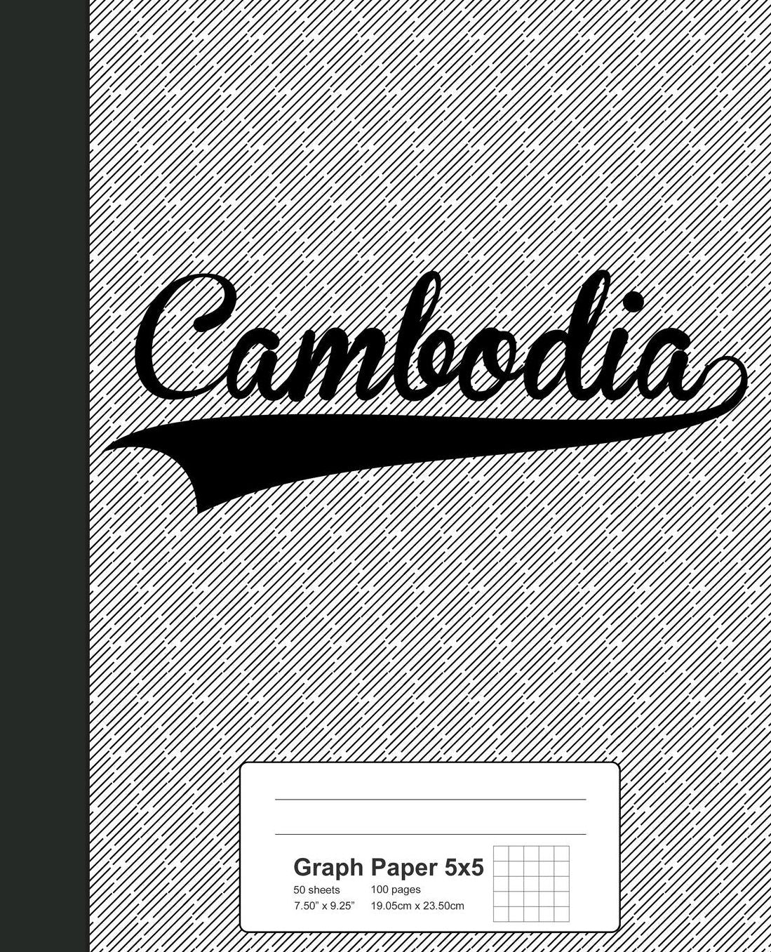Graph Paper 5x5: CAMBODIA Notebook