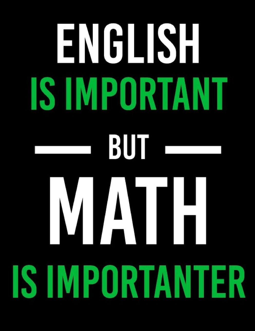 English Is Important But Math Is Importanter: Grid Paper Notebook, Math Teacher Notebook - 1/2 inch Square Graph paper pages and White Paper