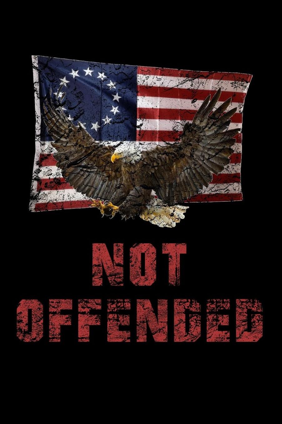 Not Offended: Betsy Ross Flag Notebook With Distressed Soaring American Bald Eagle 6 x 9 lined notebook.