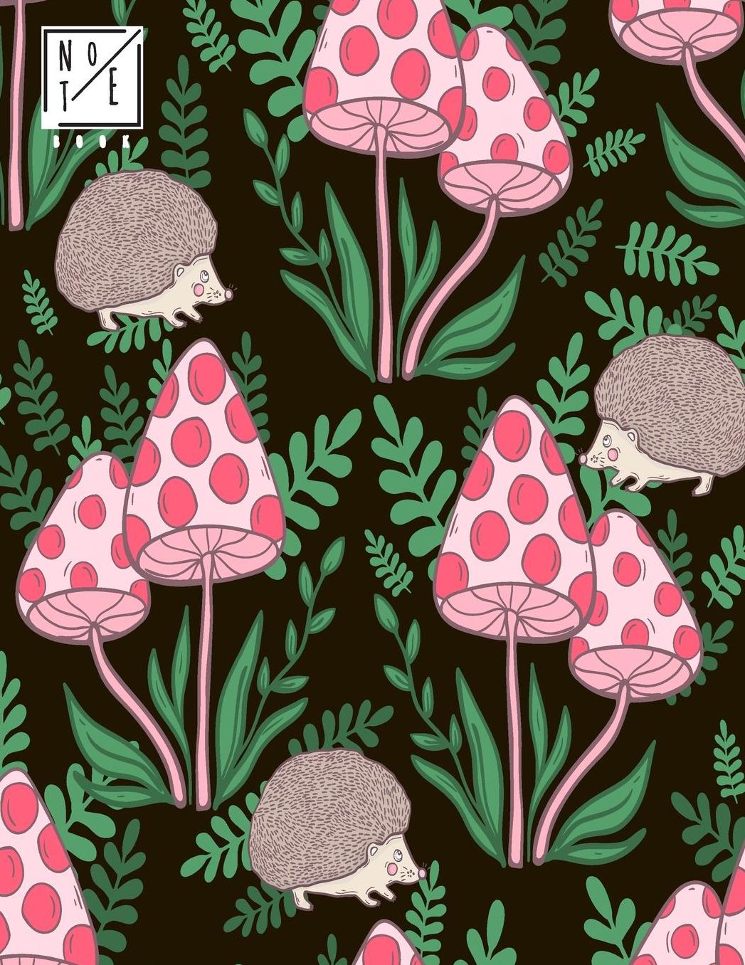 Notebook: Cute Porcupine and Mushroom Garden Notebook and Dot Graph Line Sketch pages, Extra large (8.5 x 11) inches, 110 pages, White paper, Sketch, Draw and Paint (Notebooks for Girls)