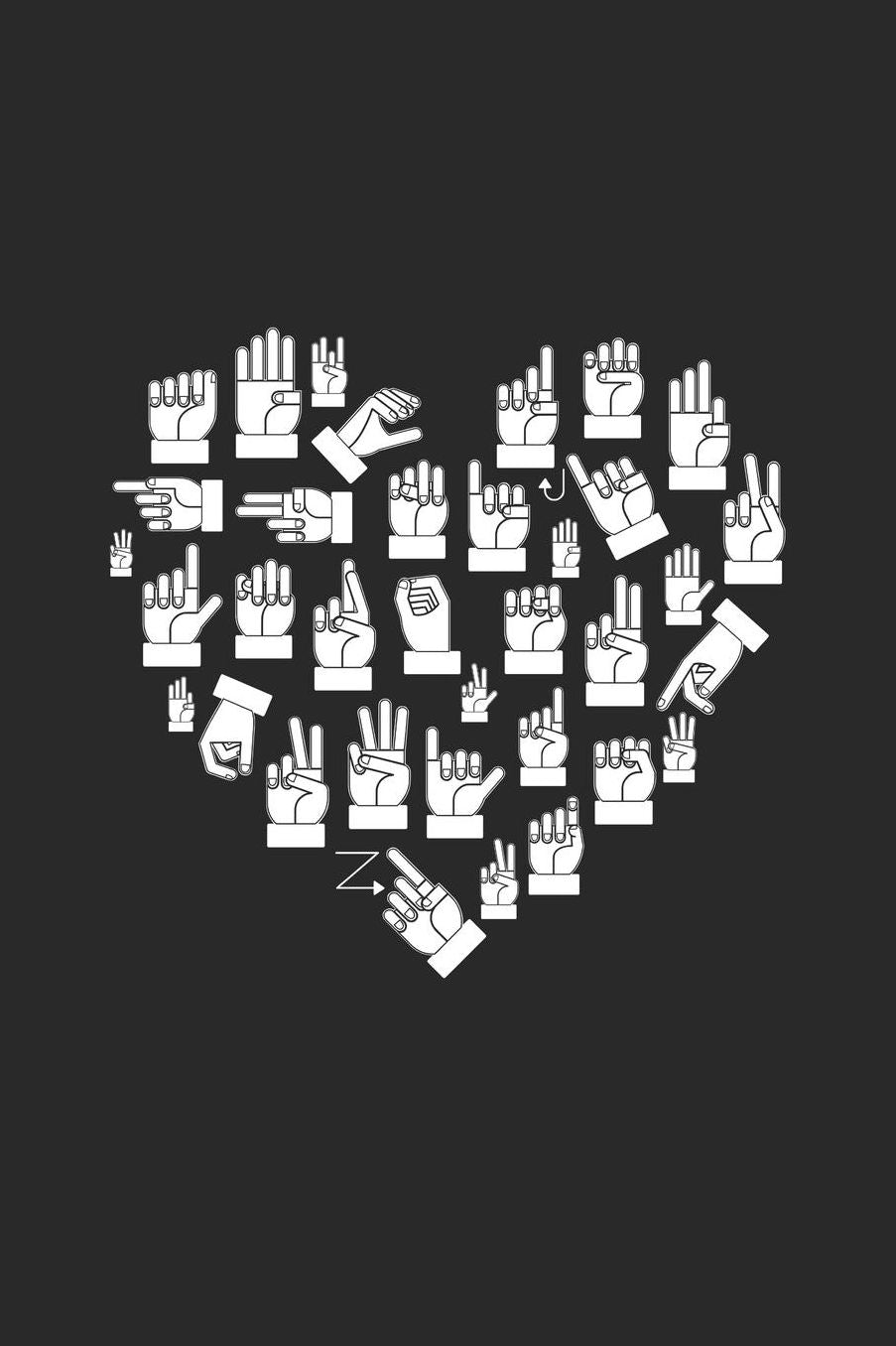 ASL Notebook - I Love ASL American Sign Language Alphabet - ASL Journal: Medium College-Ruled Journey Diary, 110 page, Lined, 6x9 (15.2 x 22.9 cm)
