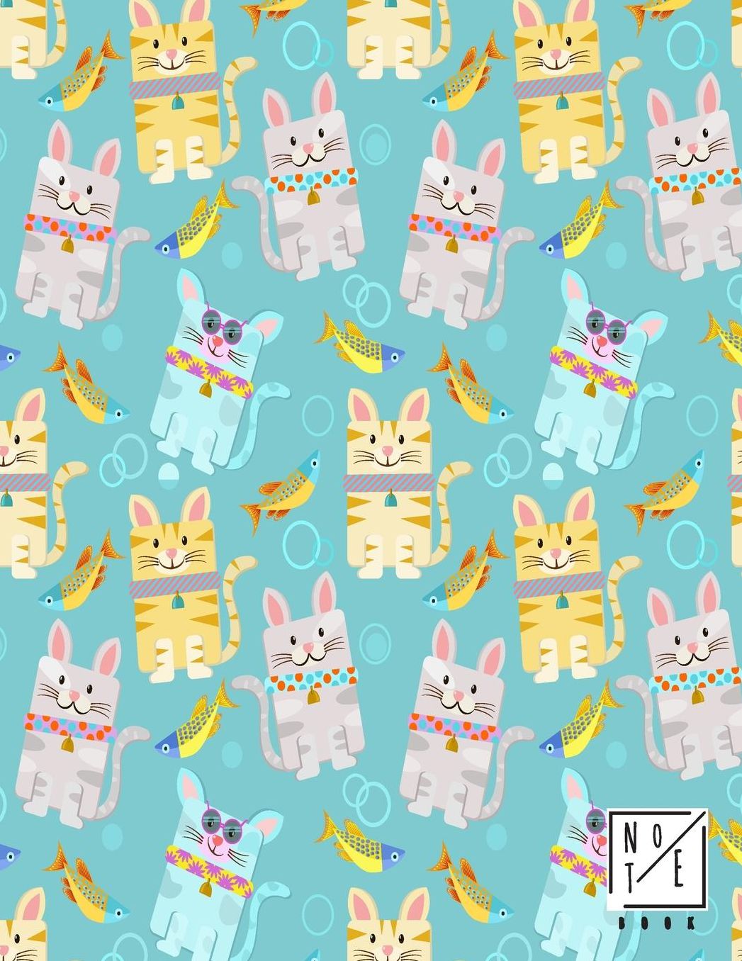 Notebook: Cute Kitten cats and Little Fishs Notebook and Dot Graph Line Sketch pages, Extra large (8.5 x 11) inches, 110 pages, White paper, Sketch, Draw and Paint (Notebooks for Kid)