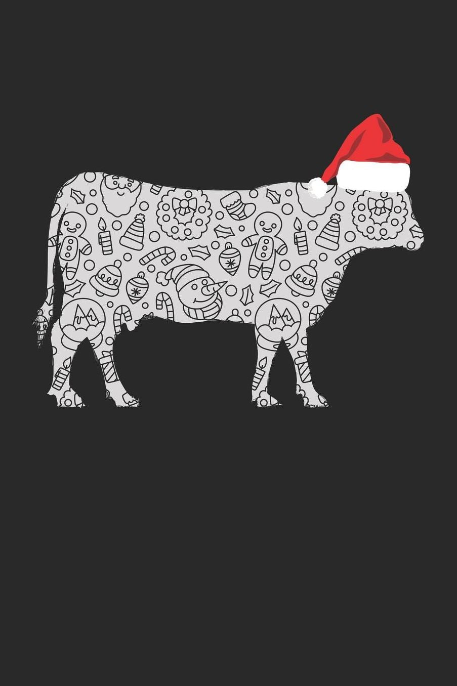 Christmas Notebook 'Cow with Santa Hat' - Christmas Gift for Animal Lover - Santa Hat Cow Journal - Cow Diary: Medium College-Ruled Journey Diary, 110 page, Lined, 6x9 (15.2 x 22.9 cm)
