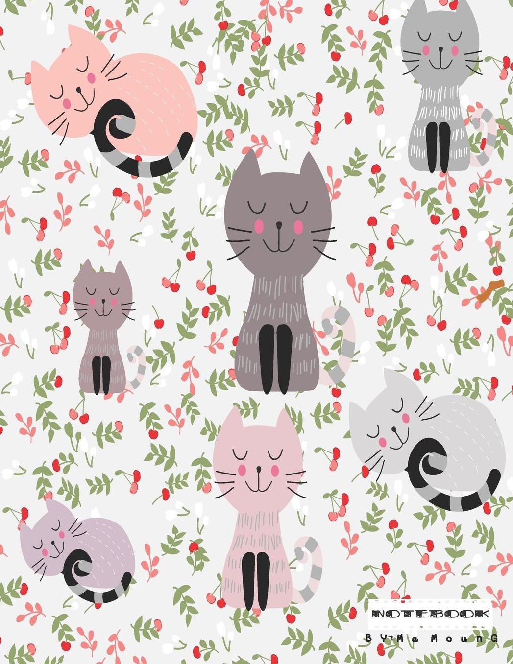 Notebook: Cherry Blossom Cats Notebook and Dot Graph Line Sketch pages, Extra large (8.5 x 11) inches, 110 pages, White paper, Sketch, Draw and Paint (Notebooks for Girls)