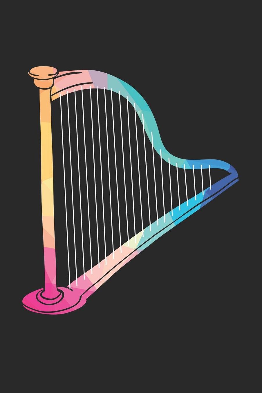 Harp Notebook - Low Poly Harp Diary - Harp Player Gift - Harp Journal: Medium College-Ruled Journey Diary, 110 page, Lined, 6x9 (15.2 x 22.9 cm)