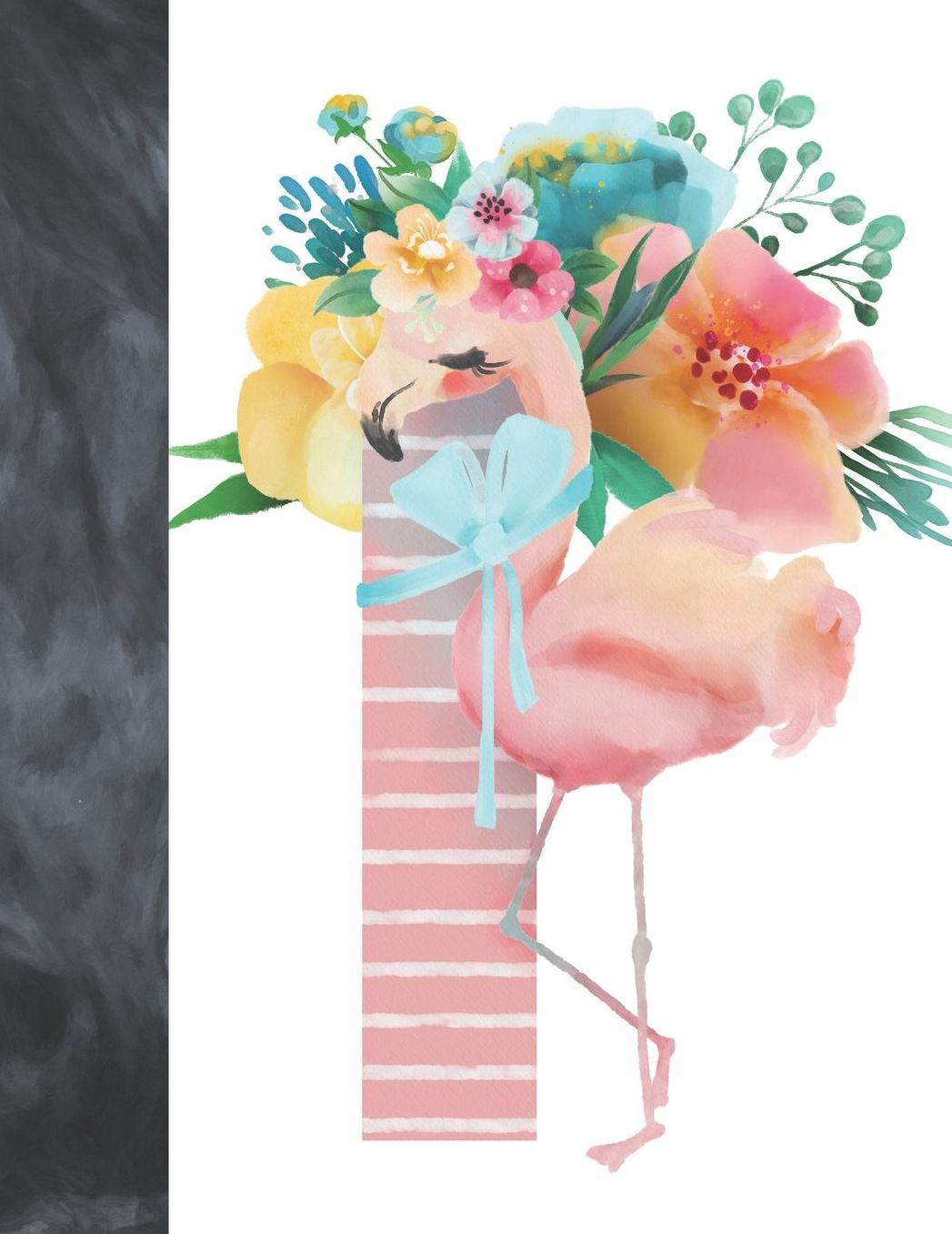 I: Personalized Monogrammed Floral Animal Pink Flamingo Letter I Doodling & Drawing Art Book Sketchbook Journal For Girls
