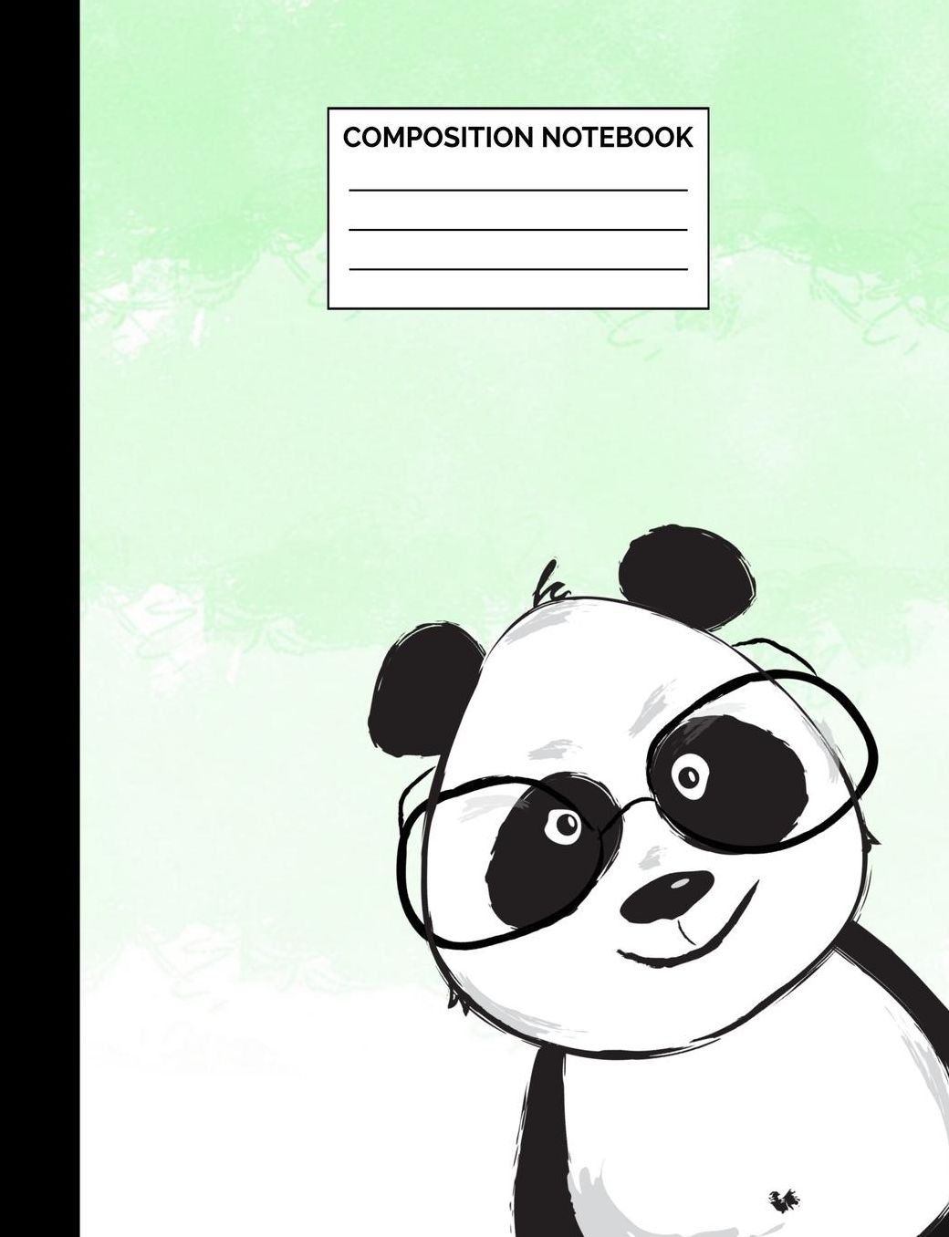 Composition Notebook: Panda Wearing Glasses Wide Ruled Lined Note Book - Cute Mint Green Journal with Lines for Kids, Teens, Students or Teachers to Write In at School, Work, Home, Office - 100 Lined Pages / 50 Sheets - Size 7.44 x 9.69
