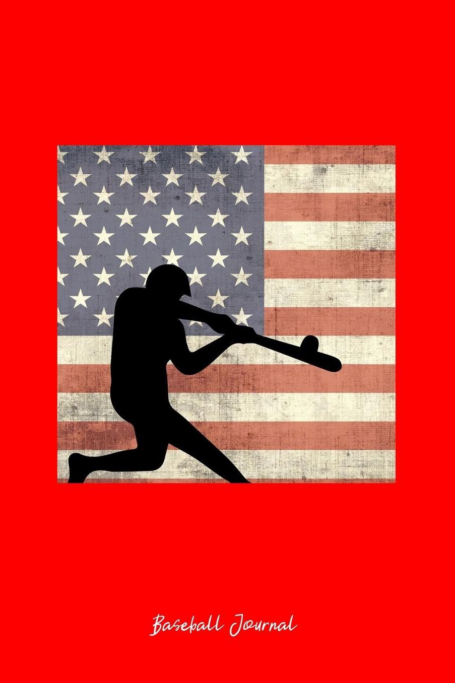 Baseball Journal: Dot Grid Journal - USA Flag Baseball Player Vintage Softball Boy Dad Gift - Red Dotted Diary, Planner, Gratitude, Writing, Travel, Goal, Bullet Notebook