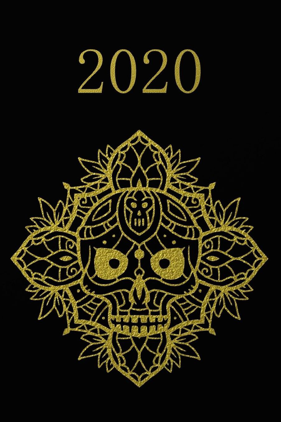 2020: Calendario e Agenda settimanale 2020 + calendario mensile + 20 pagine Indirizzi +20 pagine foderate +20 pagine Blanco per schizzi - Teschio in oro nero