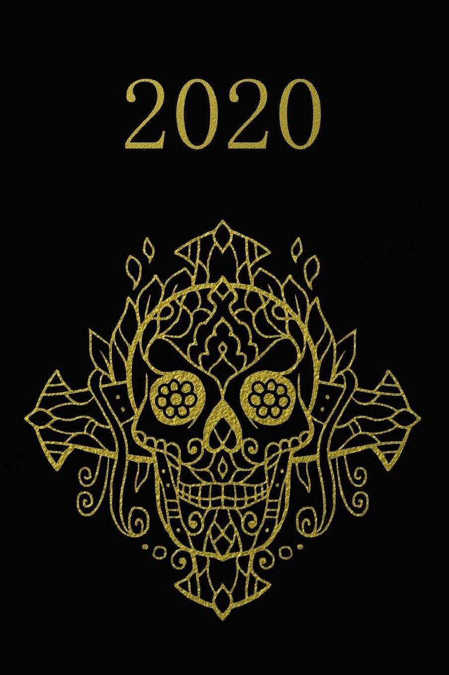 2020: Calendario e Agenda settimanale 2020 + calendario mensile + 20 pagine Indirizzi +20 pagine foderate +20 pagine Blanco per schizzi - Teschio in oro nero
