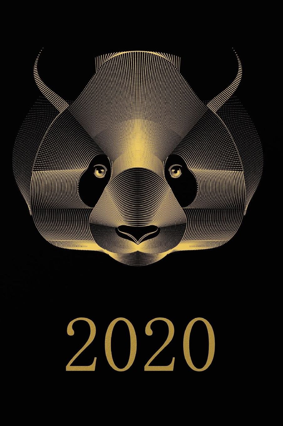 2020: Calendario e Agenda settimanale 2020 + calendario mensile + 20 pagine Indirizzi +20 pagine foderate +20 pagine Blanco per schizzi - Panda Orso Nero Oro Nero