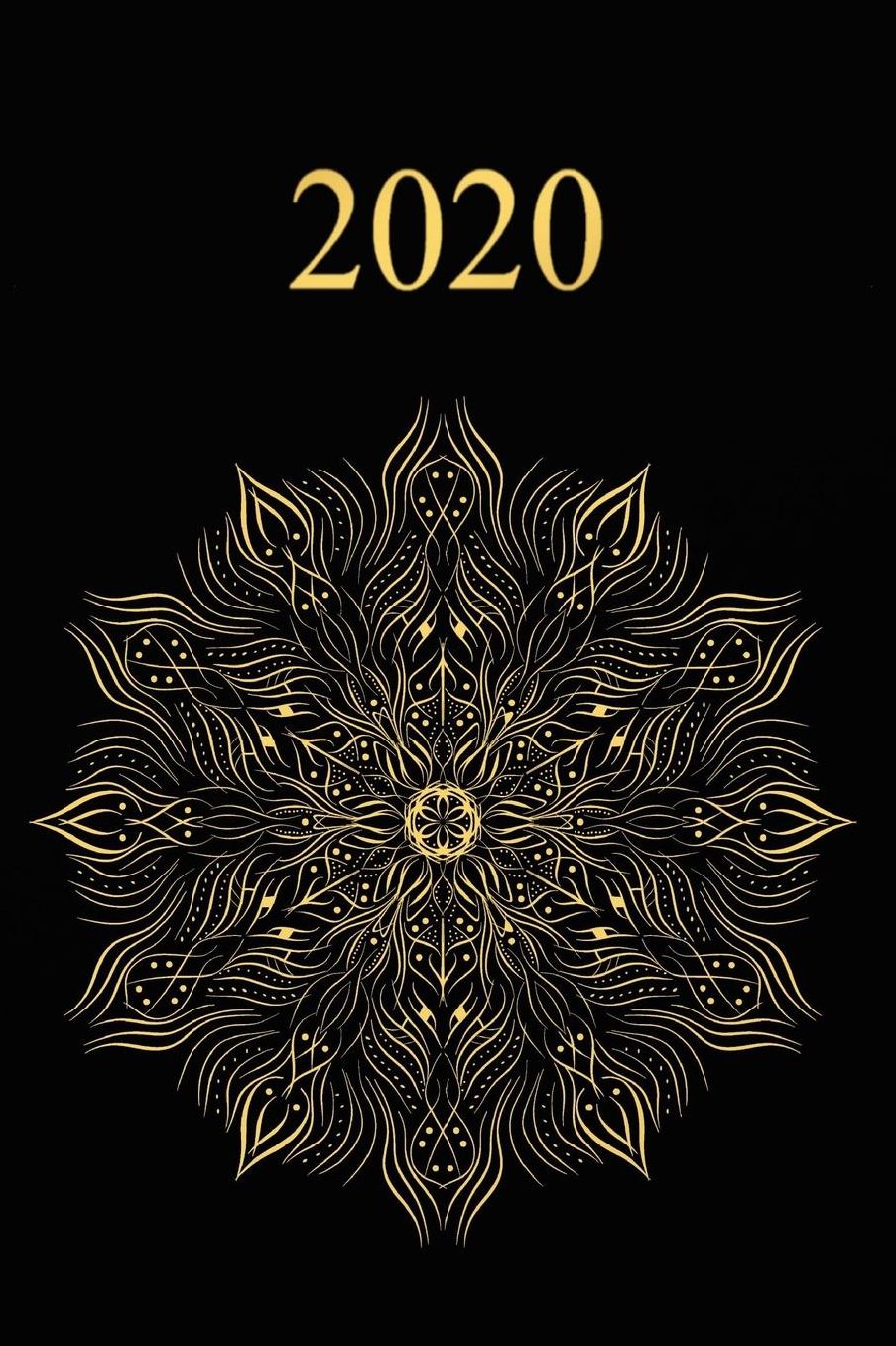 2020: Calendario e Agenda settimanale 2020 + calendario mensile + 20 pagine Indirizzi +20 pagine foderate +20 pagine Blanco per schizzi - Mandala Filigree Nero Oro Nero