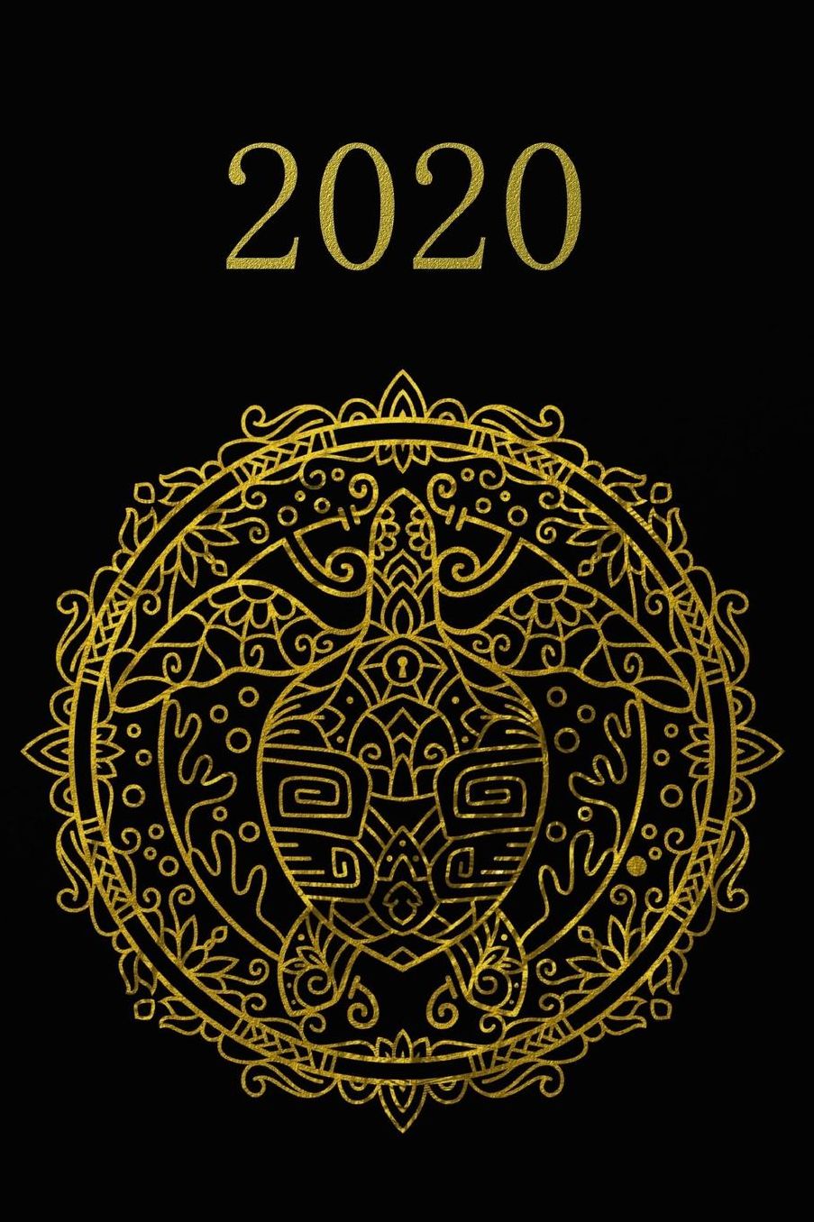 2020: Calendario e Agenda settimanale 2020 + calendario mensile + 20 pagine Indirizzi +20 pagine foderate +20 pagine Blanco per schizzi - Mandala Tartaruga Nero Oro