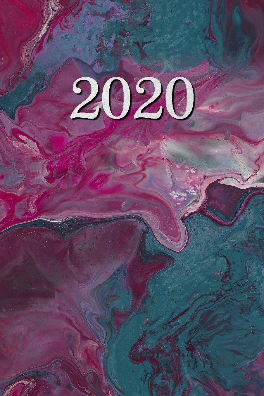2020: Calendario e Agenda settimanale 2020 + calendario mensile + 20 pagine Indirizzi +20 pagine foderate +20 pagine Blanco per schizzi - Marmorizzato turchese violaceo