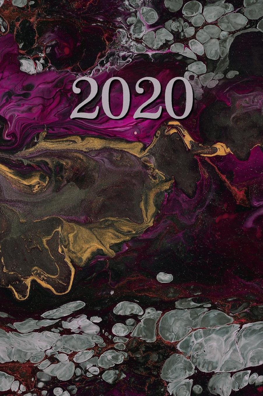 2020: Calendario e Agenda settimanale 2020 + calendario mensile + 20 pagine Indirizzi +20 pagine foderate +20 pagine Blanco per schizzi - Grigio Viola Marmorizzato Viola