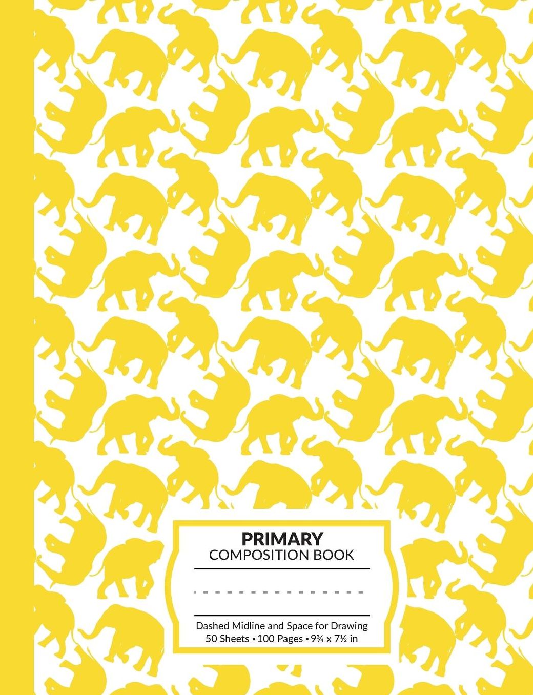 Primary Composition Book: Yellow Elephant Marble Pattern K-2 and Early Elementary School Notebook Half Lined Half Blank For Writing and Drawing Story Paper Journal Exercise Notebook For Boys and Girls Back To School Gift For Students