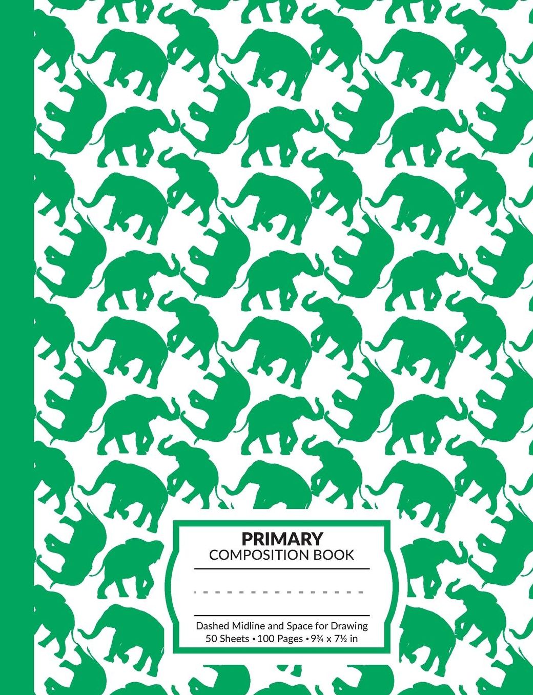 Primary Composition Book: Green Elephant Marble Pattern K-2 and Early Elementary School Notebook Half Lined Half Blank For Writing and Drawing Story Paper Journal Exercise Notebook For Boys and Girls Back To School Gift For Students