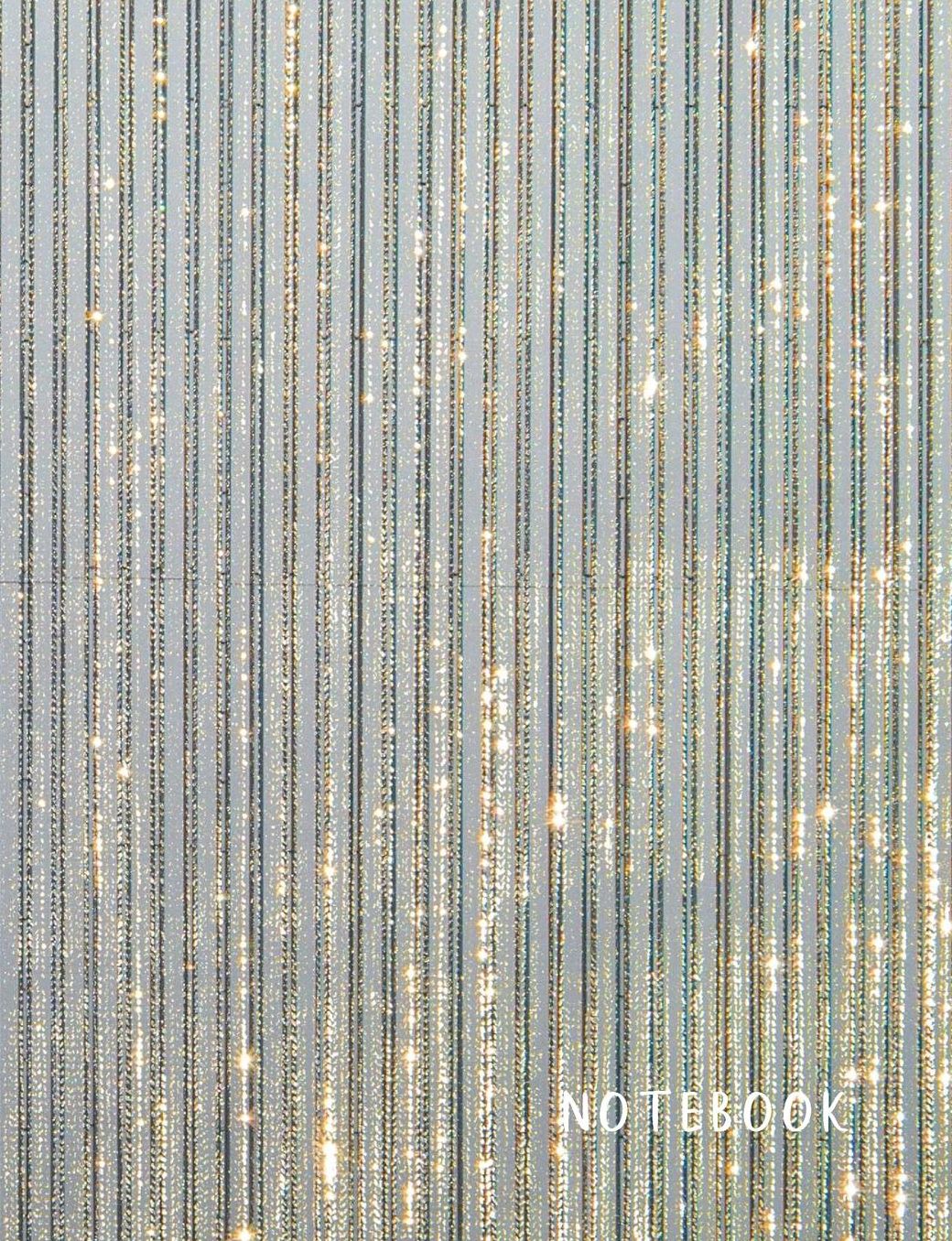 Notebook: Composition Notebook. College ruled. 120 Pages. Perfect for school notes, Ideal as a journal or a diary. 9.69 x 7.44. Great gift idea. (Vertical lines, gold glitters. Soft matte cover).