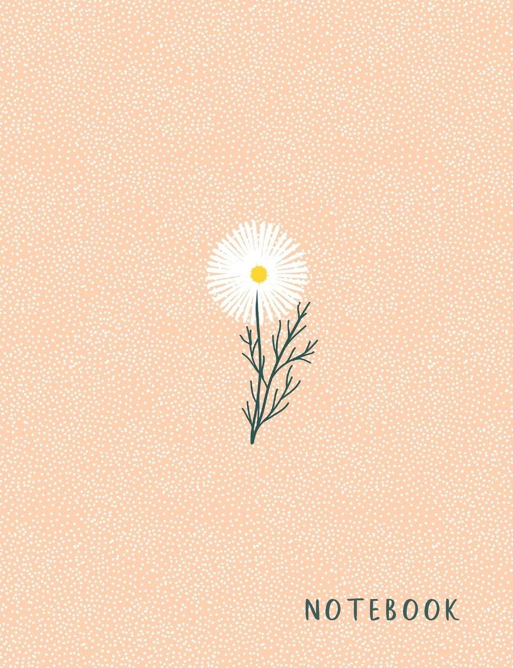 Notebook: Composition Notebook. College ruled. 120 Pages. Perfect for school notes, Ideal as a journal or a diary. 9.69 x 7.44. Great gift idea. (Lone flower, coral pink background pattern. Soft matte cover).