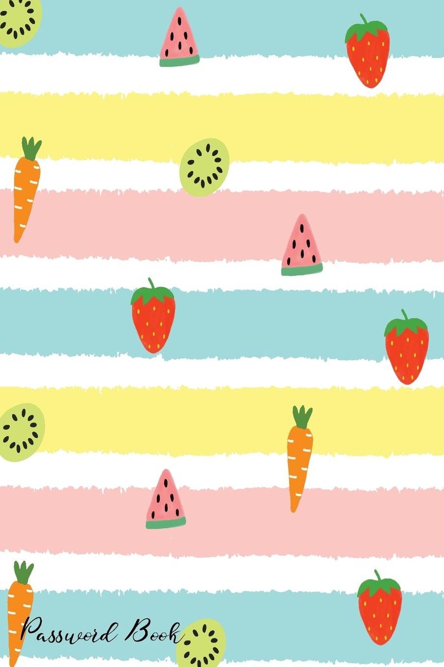 Password Book: Include Alphabetical Index With Fruit Pattern Stripe Color