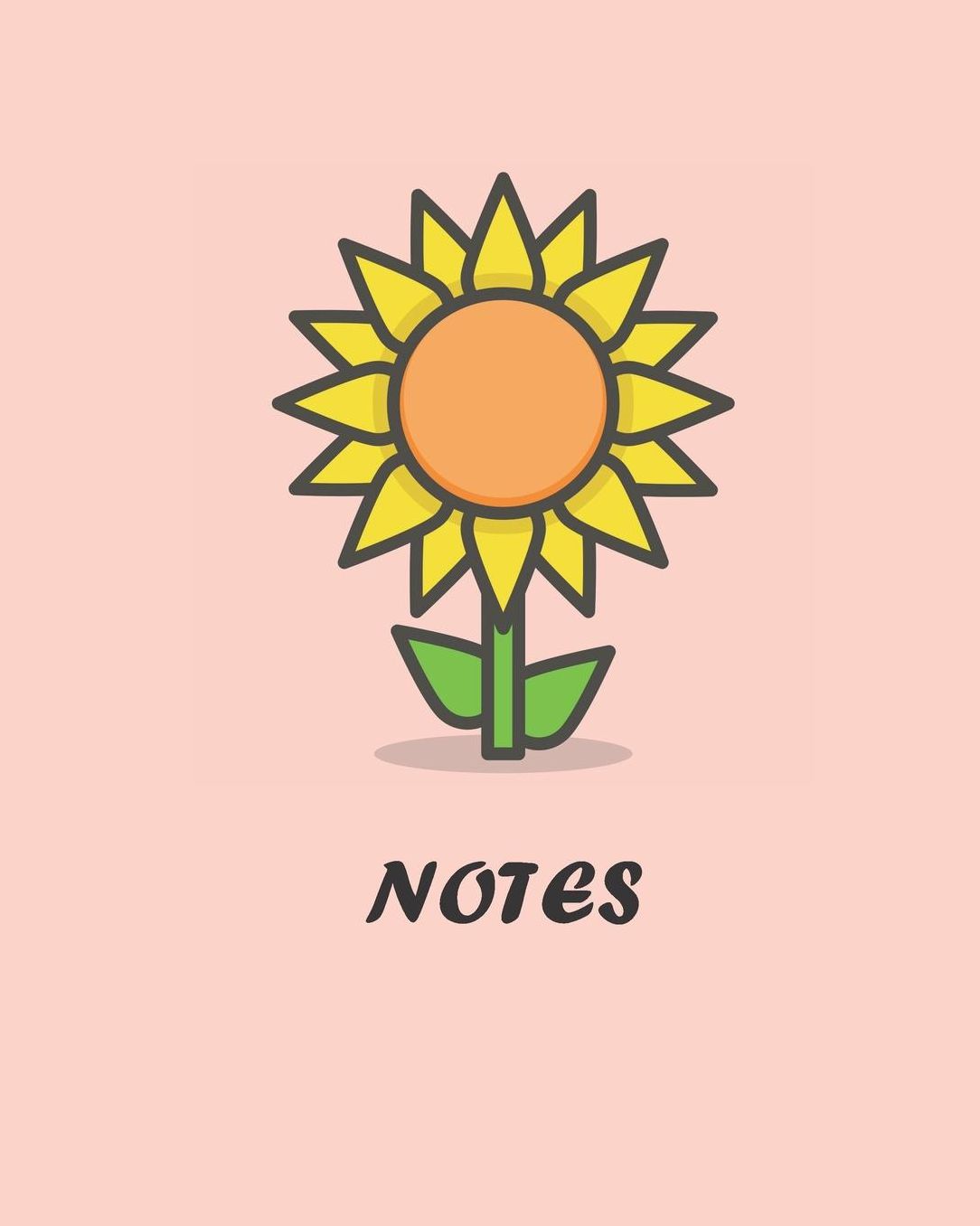 Notes: Flower Notebook for Teachers and Students, Large 8x10, 150 pages, Cute Peach Simple Design with Sunflower Emoji