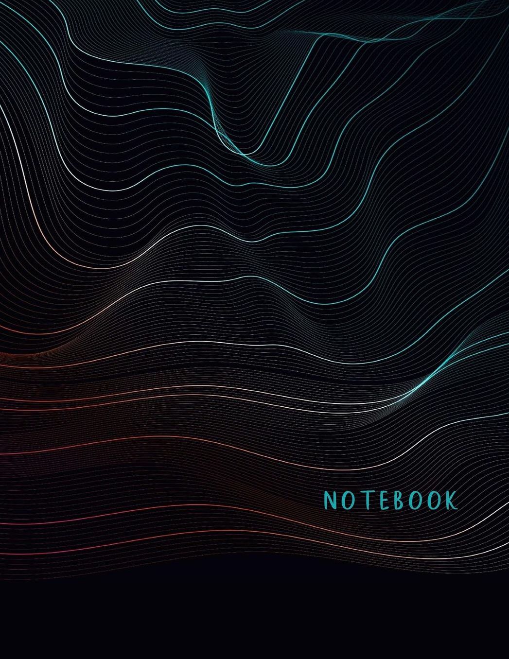 Notebook: Large format (letter size). 120 Lined pages. Wide ruled. Ideal for School notes, Journaling, Hand lettering or Calligraphy practice. Perfect gift. 8.5' x 11.0'. (Graphic design, colorful lines. Soft matte cover).