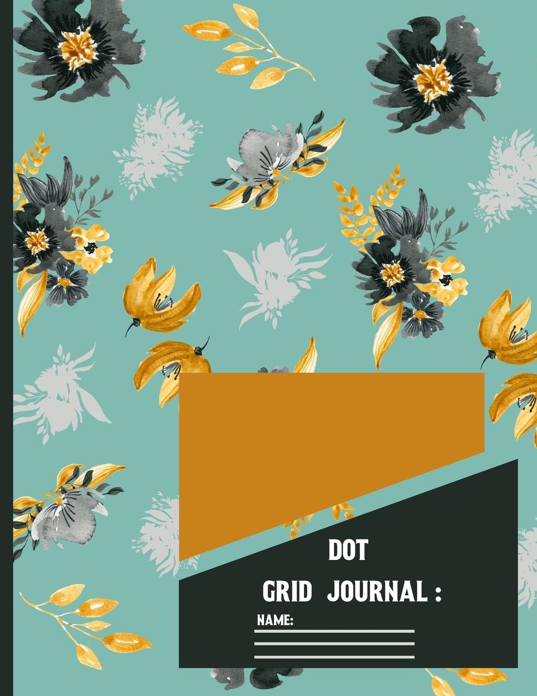 Dot Grid Journal: Black & Gold Watercolor Floral Dot Grid paper Notebook / Journal to write in 120 pages (8.5x11 Inch).