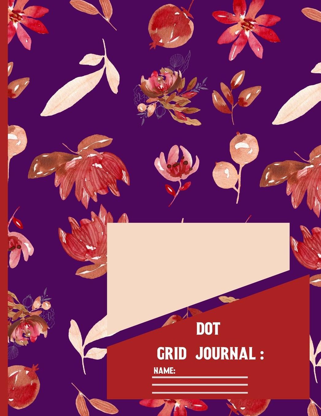 Dot Grid Journal: Red Watercolor Floral Dot Grid paper Notebook / Journal to write in 120 pages (8.5x11 Inch).